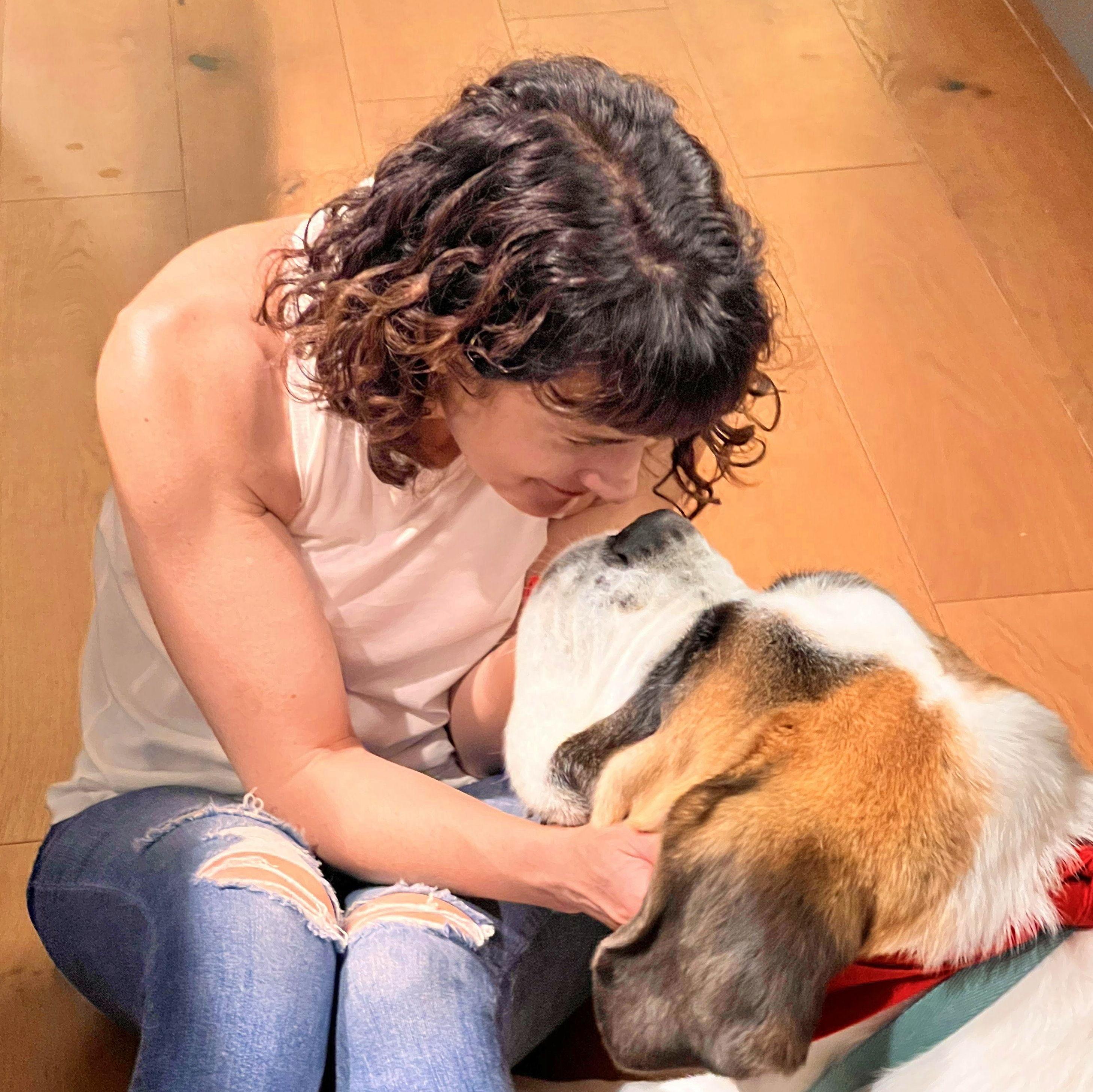 Theo’s love language? Close proximity, drool, and heavy breathing. 🐾
