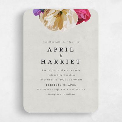 Grey Rounded Wedding Invitation - Wildrose Portrait