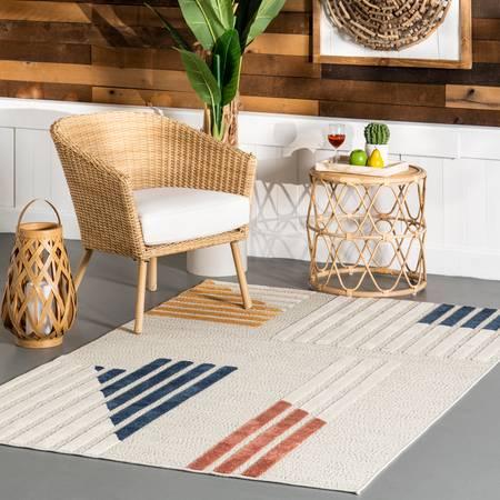 Blue Reesa Geometric Indoor/Outdoor Area Rug