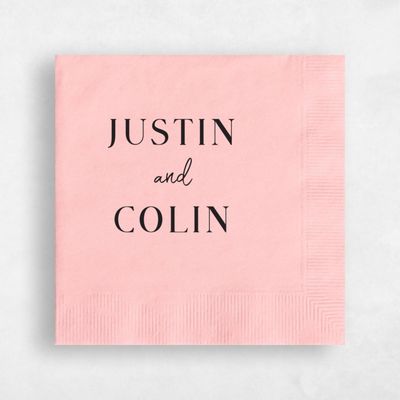 Blush, Pink Wedding Napkin - Bold Names