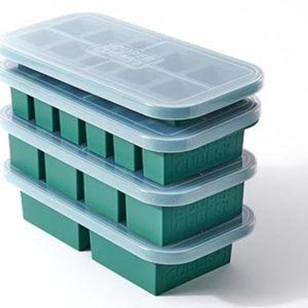 Souper Cubes Silicone Freezer Molds Gift Set with 2 Tbsp, 1/2, 1, and 2 Cup Silicone Freezer Trays With Lids - Meal Prep and Kitchen Essentials Bundle - Kale