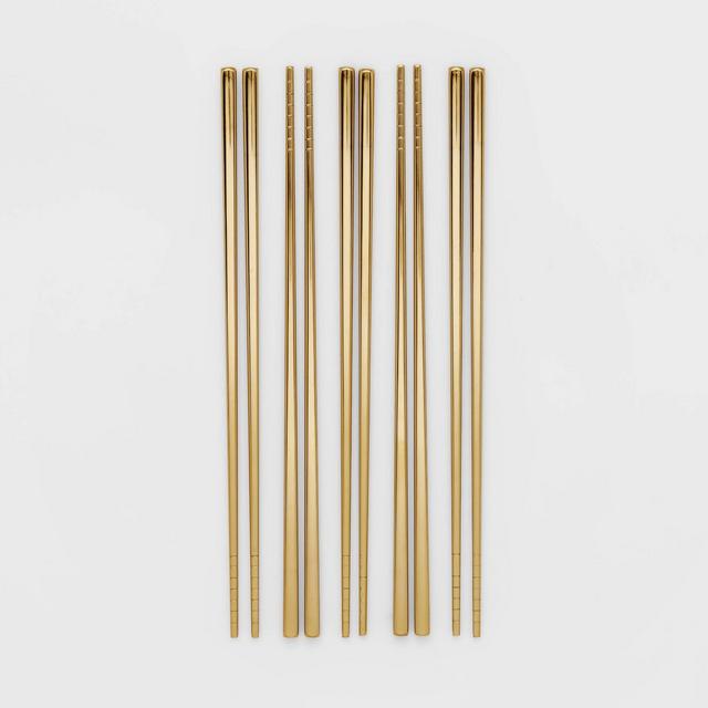 5pk Stainless Steel Chopsticks Set Gold - Threshold™