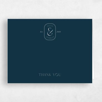 Deepest Teal, Blue Wedding Thank You - Bayeux Landscape