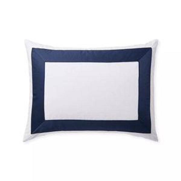 Beach Club Border Percale Sham (King, Navy)