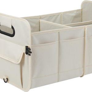 Car Trunk Organizer Car Storage Organizer Collapsible Multi Compartment Car Organizer Adjustable Straps for SUV(Beige)