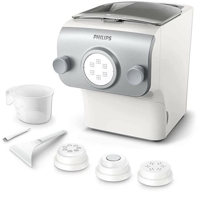 Philips Automatic Pasta & Noodle Maker with Interchangeable Pasta Shaping Discs (Renewed) (White, Plus w/ 4 Interchangeable Pasta Shaping Discs)