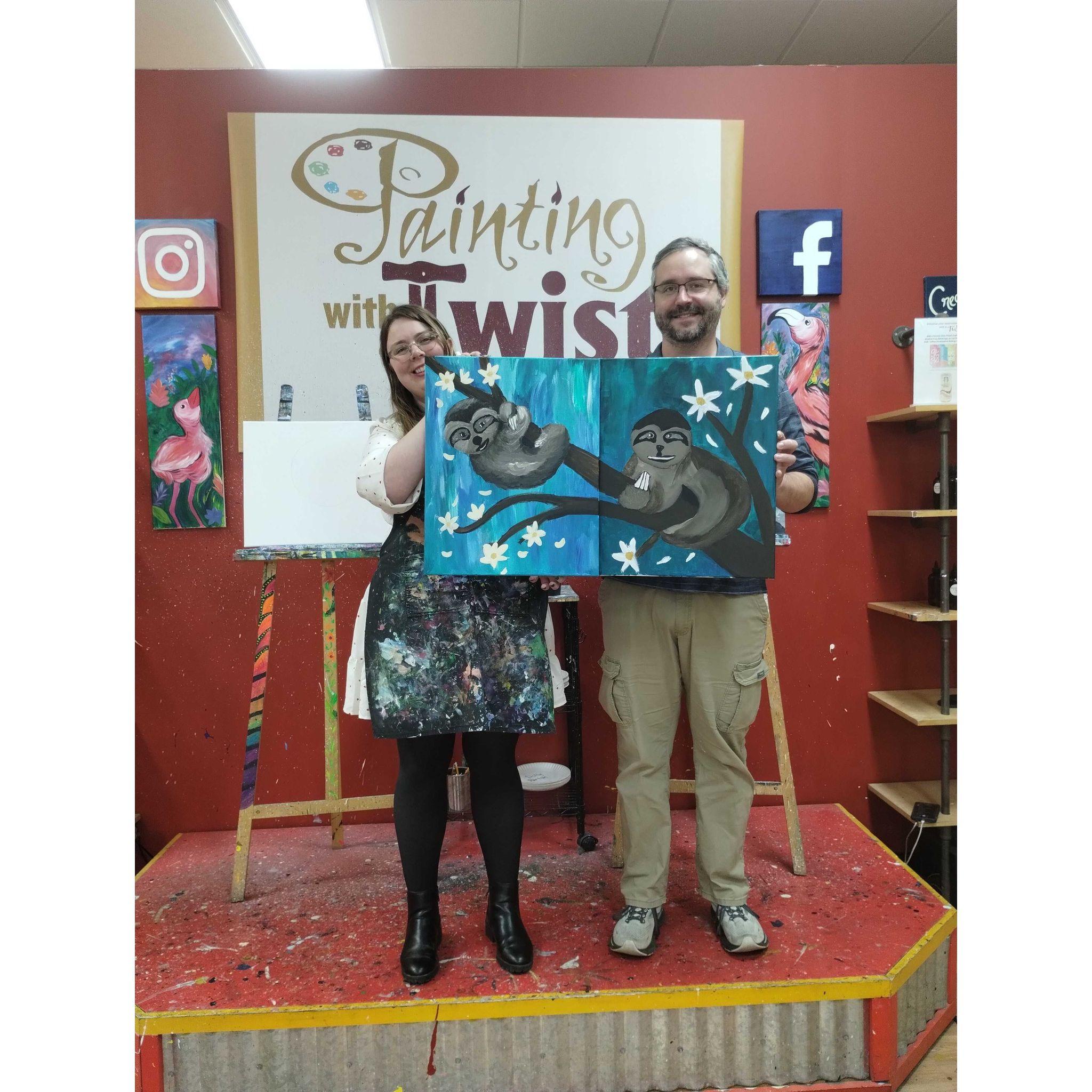 Our most recent Valentines date with Painting with a Twist in Lexington, KY. The pictures our now hanging up in John's parsonage.