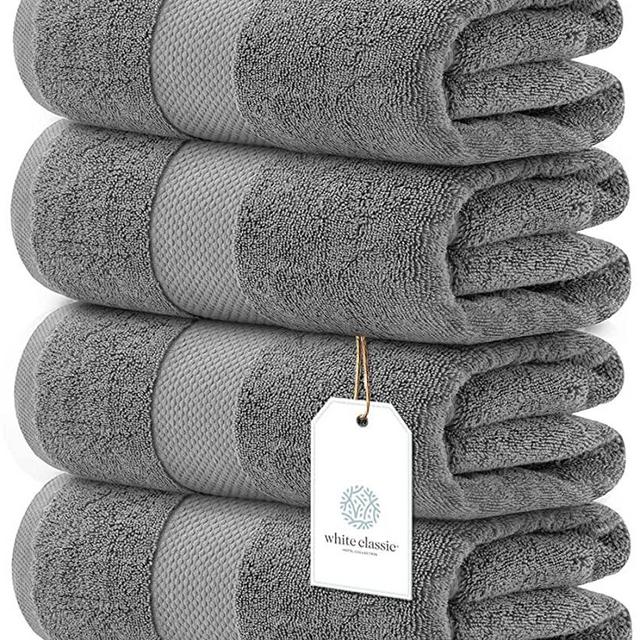 White Classic Luxury White Bath Towels Large - Circlet Egyptian