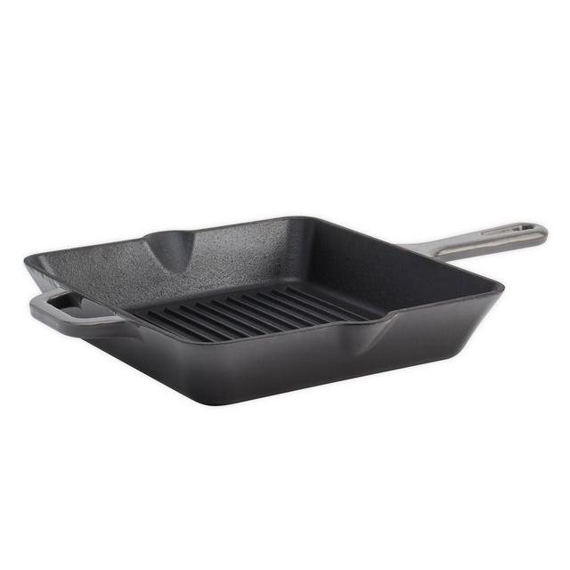 Artisinal Kitchen Supply® Enameled Cast Iron 10-Inch Square Grill Pan in Grey