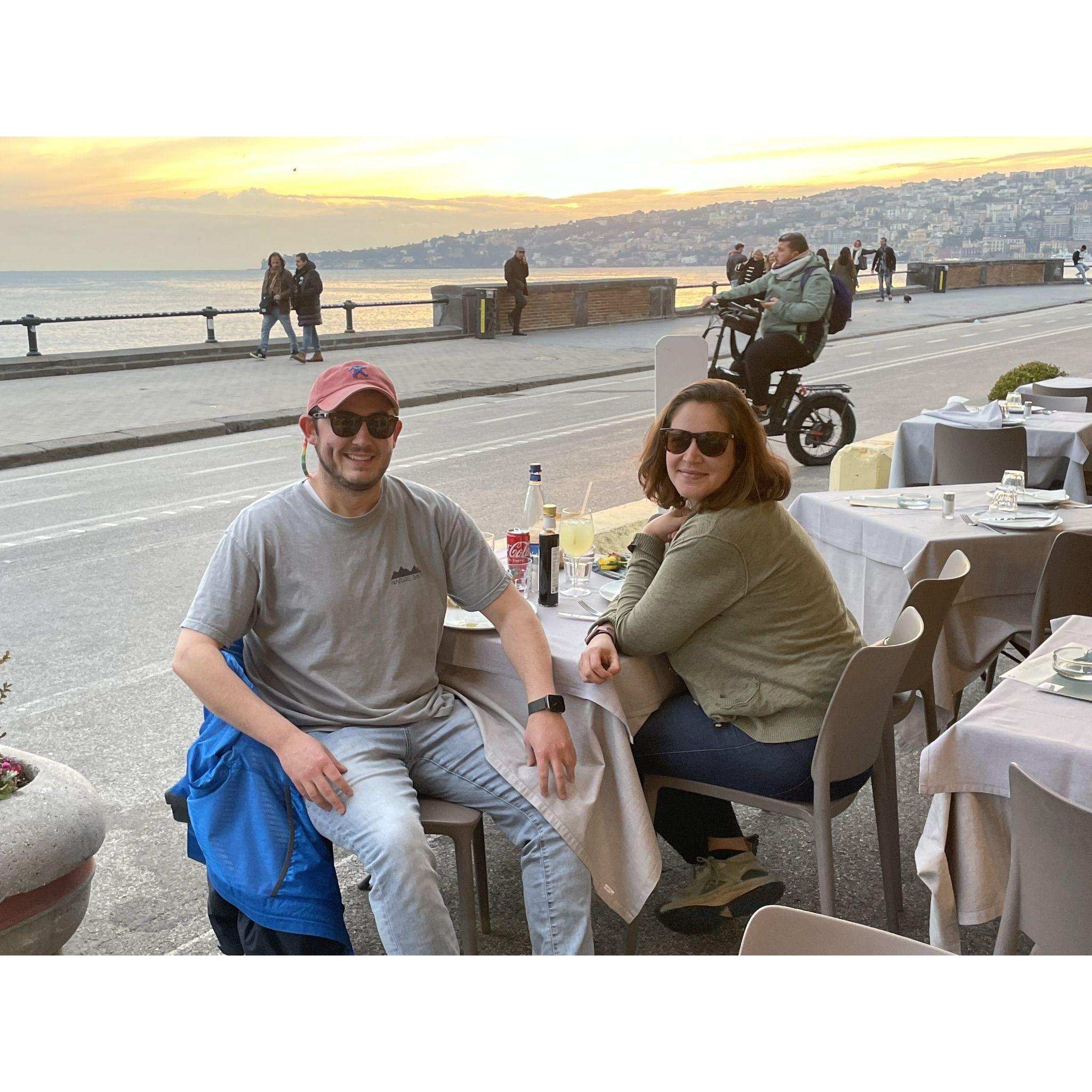 November. 2022. Naples, Italy - dinner along the coast on one of our last days