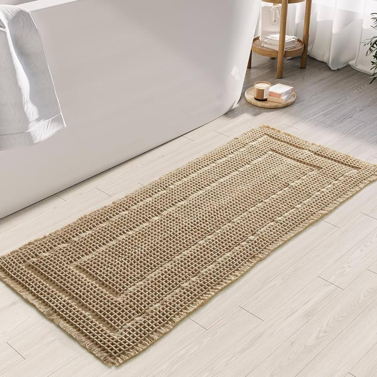 Bath Mats for Bathroom Non Slip,Waffle Luxury Bath Mat,Machine Washable Bath Mat for Shower,Ultra Soft Bathmat,Brown,19"*48"