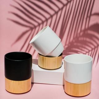 Magnetic Stackable Stoneware & Bamboo Mug