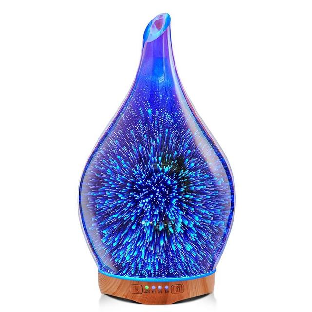 Porseme Essential Oil Diffuser 280ml Aromatherapy Ultrasonic Oil Diffusers 3D Glass Cool Mist Humidifier, Air Refresh Auto Shut-Off, Timer Setting, BPA Free for Home Hotel Yoga Leisure SPA Gift