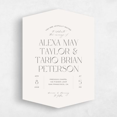 Beige Diamond Wedding Invitation - Nash Portrait