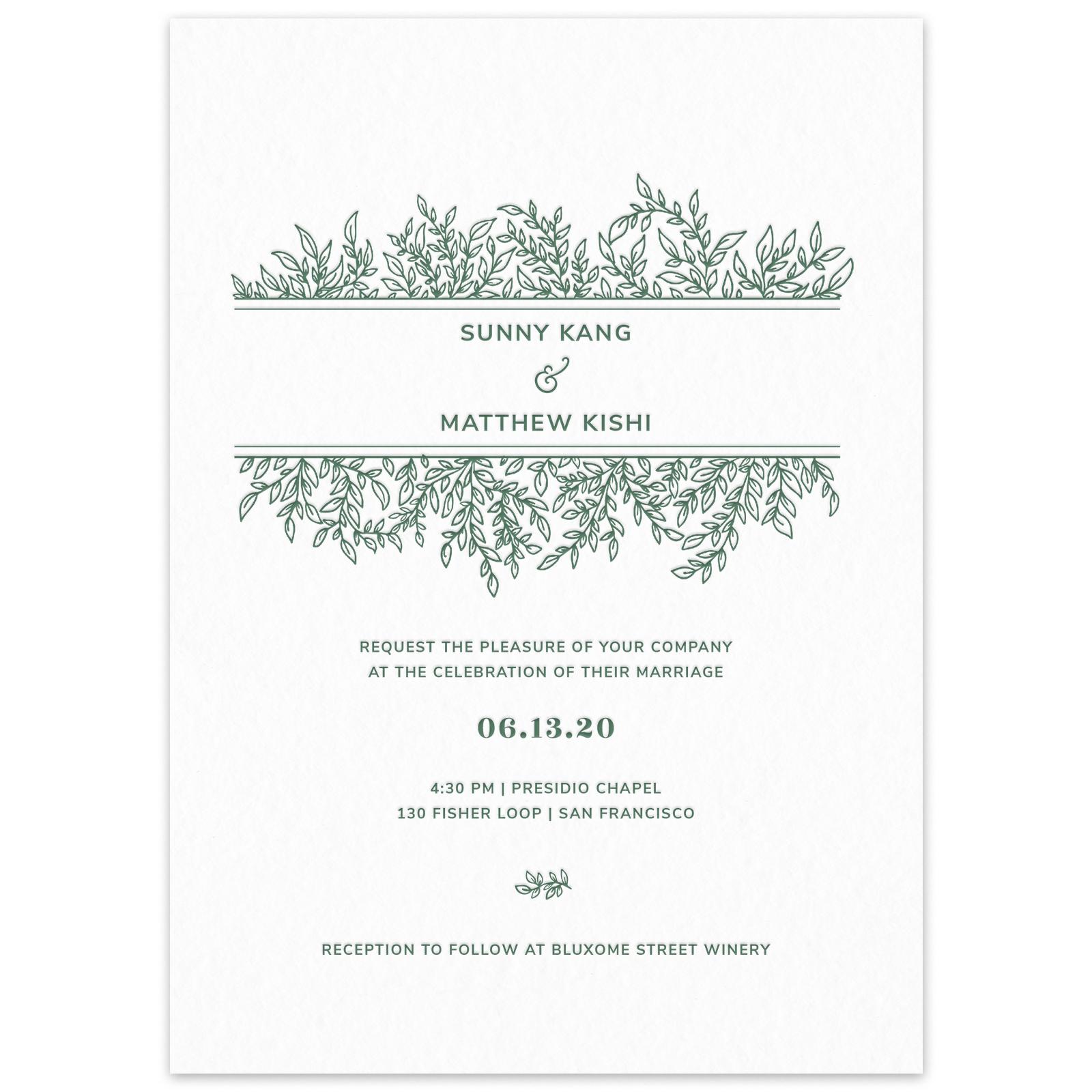 Zola Invites + Paper, Invitation Simi Stamp Letterpress Single Sample Zola