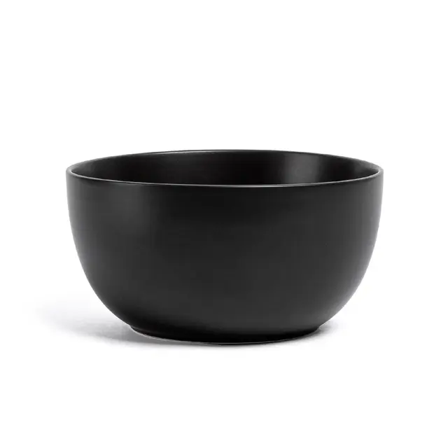 over&back 2.3qt Coupe Hand-Finished Stoneware Tall Serving Bowl Semi-Matte Black: Microwave & Dishwasher Safe, Round