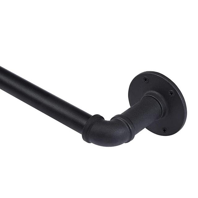 1 Inch Industrial Curtain Rod, Curtain Rods for Windows 48 to 84, Curtain Rods, Black Curtain Rod, Outdoor Curtain Rod, Rustic Curtain Rod, Room Divider Curtain Rod, 48-86 Inch: Black