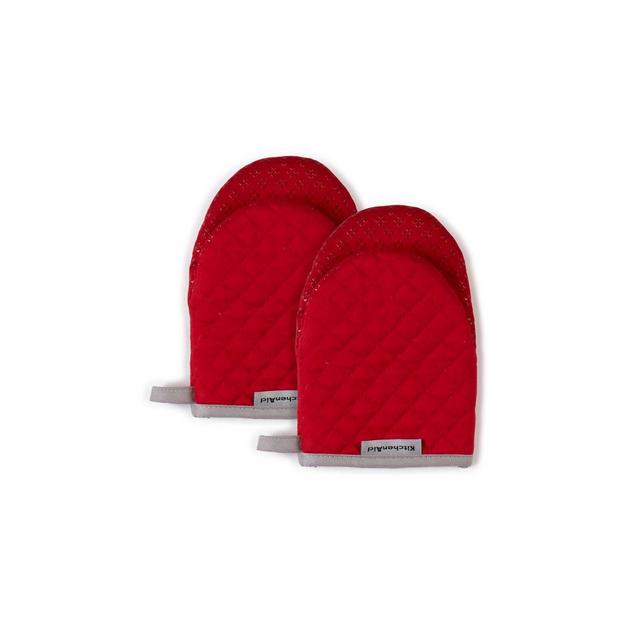 KitchenAid 2pk Cotton Asteroid Mini Oven Mitts, Red