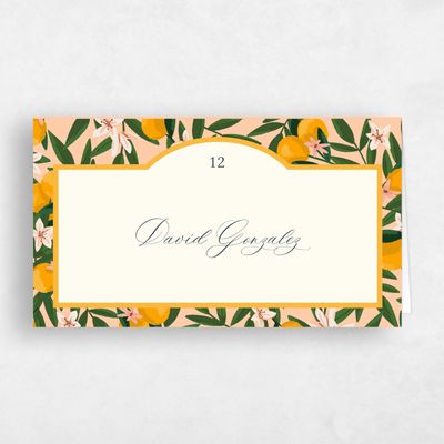 Peach, Orange Wedding Place Card - Melissa