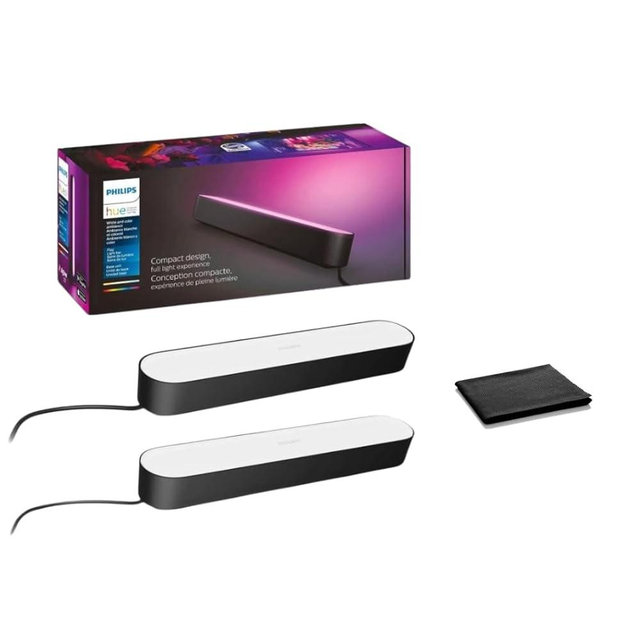 Philips Hue White & Color Ambiance Play Light Bar 2 Pack, Smart LED Light, Compatible with Alexa Google Assistant, 16 Million Colors, Hue Bridge Required, Sync TV Movies Music Games, 2 Pack, W/Cloth