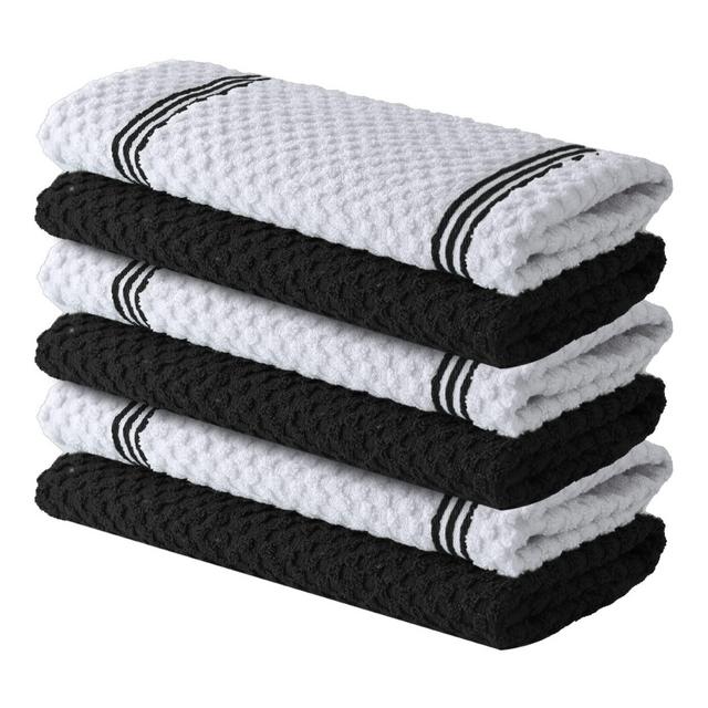 [Pack of 6] Premium Kitchen Towels | 15 x 25 Inches | Black Hand Towels - 425 GSM Absorbent and Soft Terry Kitchen Dishcloth Towels - Dish Towels for Kitchen by Infinitee Xclusives