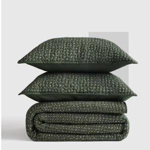 Organic Cotton Hand Stitched Quilt Set in Pine
