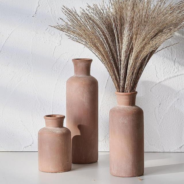 LUKA Ceramic Vase,Farmhouse Decor,Boho Decor,White Vases for Decor,Vase Set of 3,Vase for Your Bedroom,Office,Living Room,Fireplace,Bookshelf Decor,Centerpiece Table Decoration.(10+7.5+5 Inch