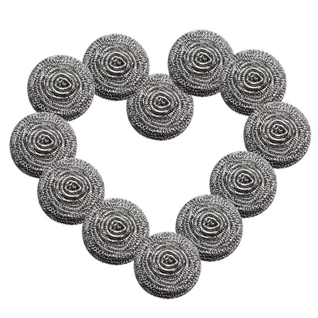 12Pcs Steel Wool Scrubber - Steel Wool for Cleaning Dish Pots Pans Grills Stainless Steel Scrubber for Kitchen Sinks Cleaning Steel Wool Pads Metal Scrubber