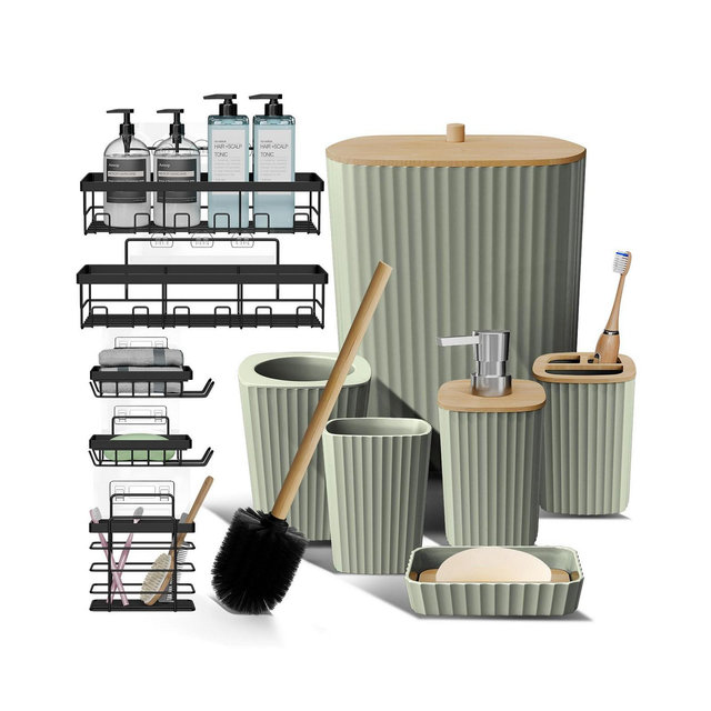 Complete Bathroom Decor & Shower Caddy Set