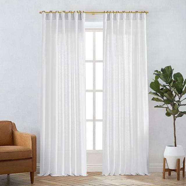 84 Inches Long Light Filtering Semi Sheer White Curtains with Clip Hooks(No Rings)Back Tab Rod Pocket Cotton Linen Farm House Window Drapes for Living Room Bedroom,2 Panels Set,50x84 Inch Length