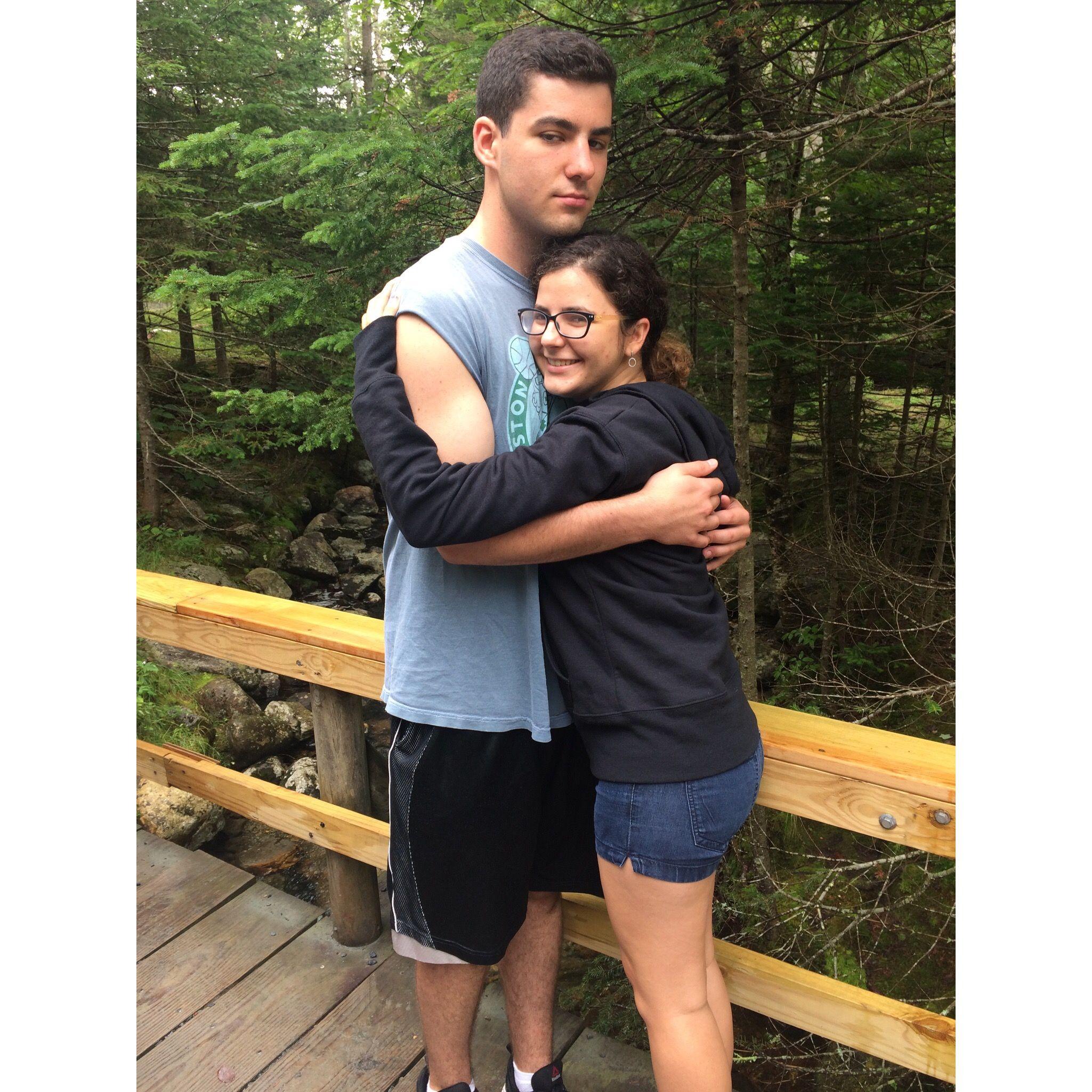 On a trip to Lincoln, NH with our admissions friends and coworkers, before we started dating.