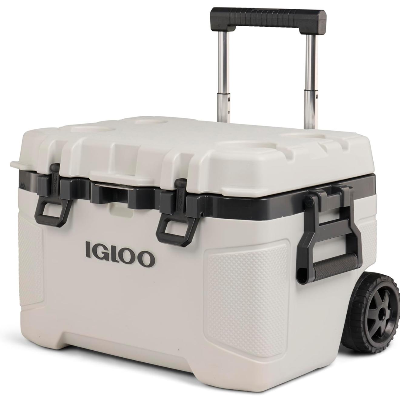 Igloo Trailmate 52Qt Wheeled Cooler, Insulated Hard Shell Ice Chest, Bone