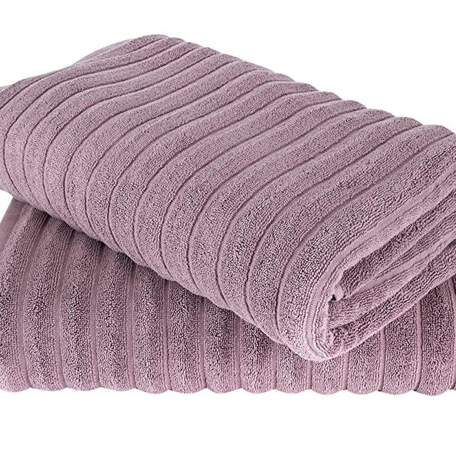 Classic Turkish Towels Premium Cotton Ribbed Bath Sheet - Luxury Turkish Cotton Extra Large 2-Piece Soft Absorbent Bath Sheet Set, 40x65 inches (Mauve)