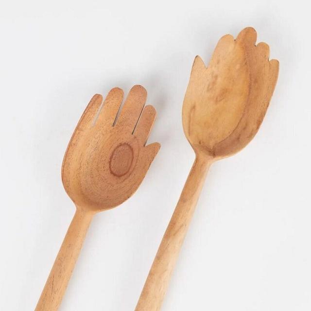 Wooden Palm Salad Spoons | Hand Spoons | Hand-carved Salad Spoons | Counter Decor | Wedding GIft