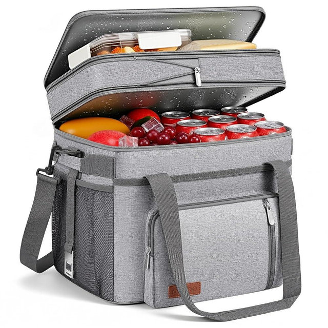 MIYCOO Cooler Bag Double Deck - 60 Can Leakproof Insulated Portable Soft Lunch Cooler, Extra Large Expandable Ice Chest Cooler for Beach, Picnic, Camping, Shopping