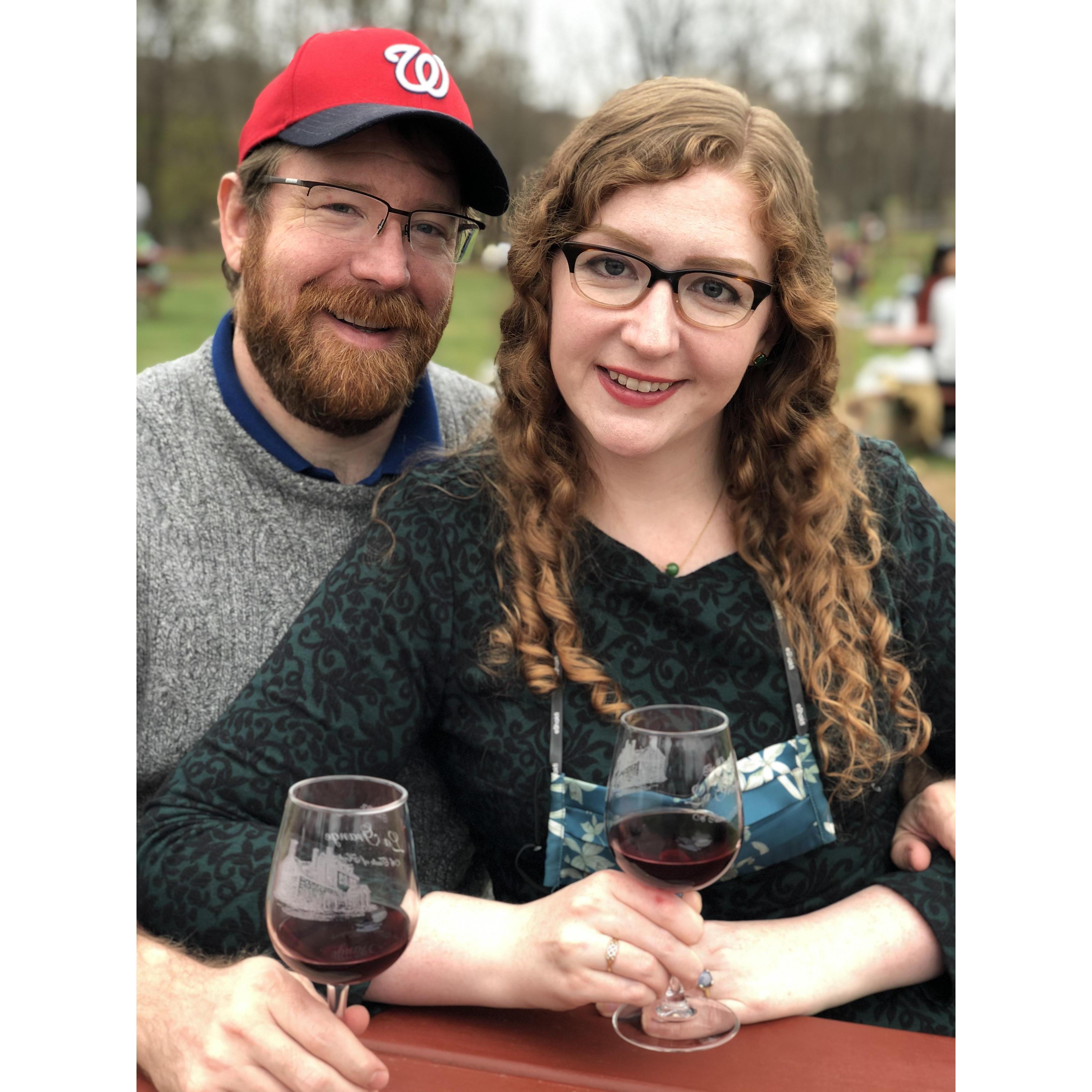 One of our favorite activities - enjoying wine at a local Virginia winery