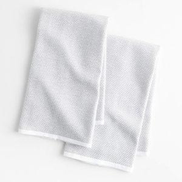 Textured Terry Alloy Grey Organic Cotton Kitchen Towels, Set of 2