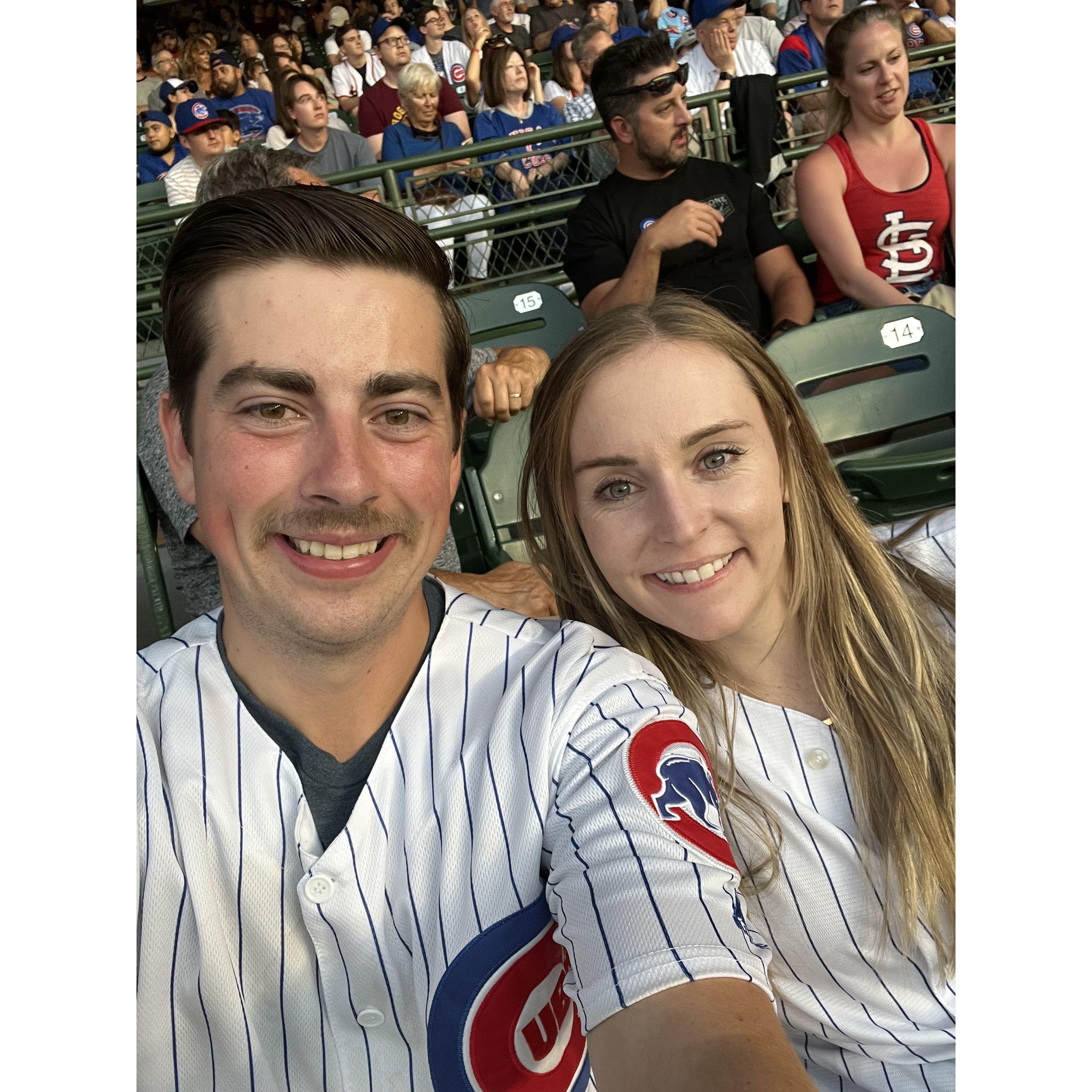 At the Chicago Cubs game