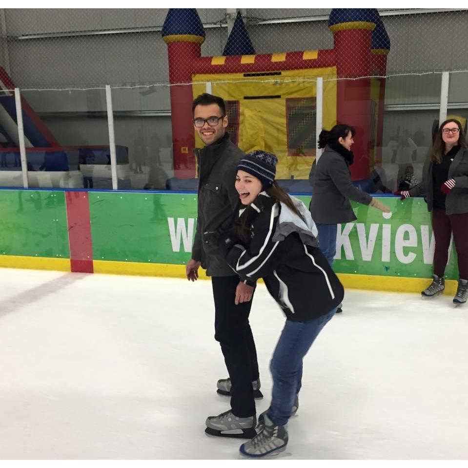 Ice skating in Indiana with his family during Christmas
