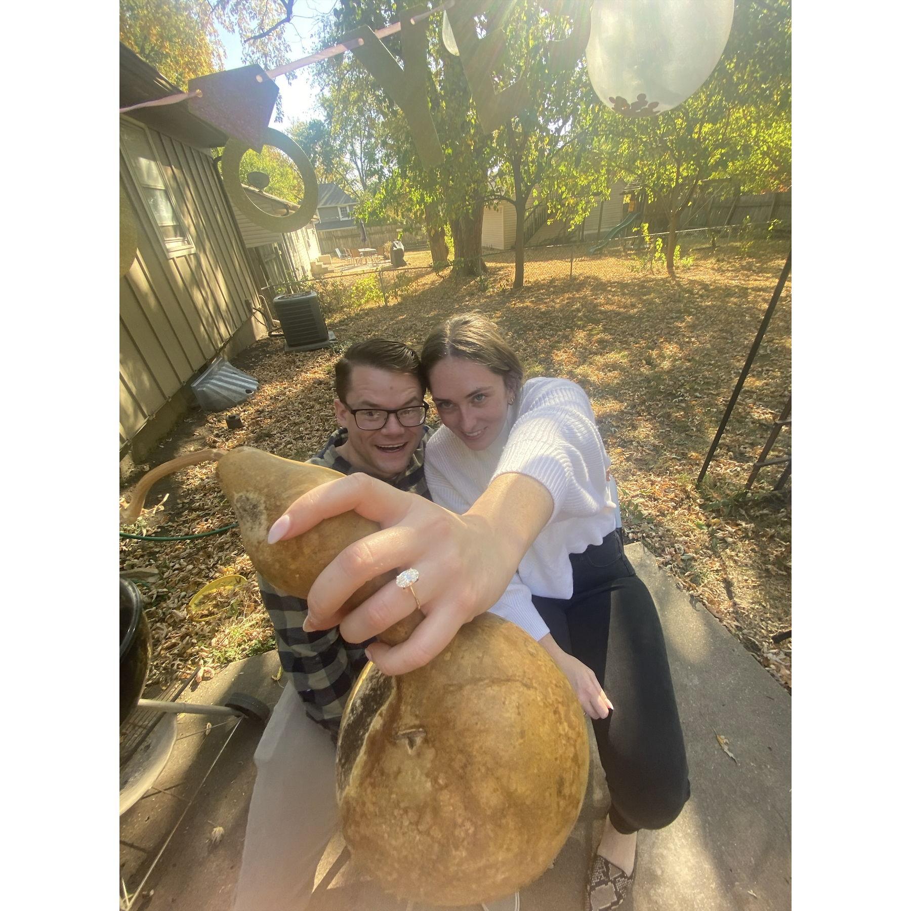 Our love Gourd. He proposed at a pumpkin patch so we have a Love Gourd from the patch that I'm forcing him to keep forever