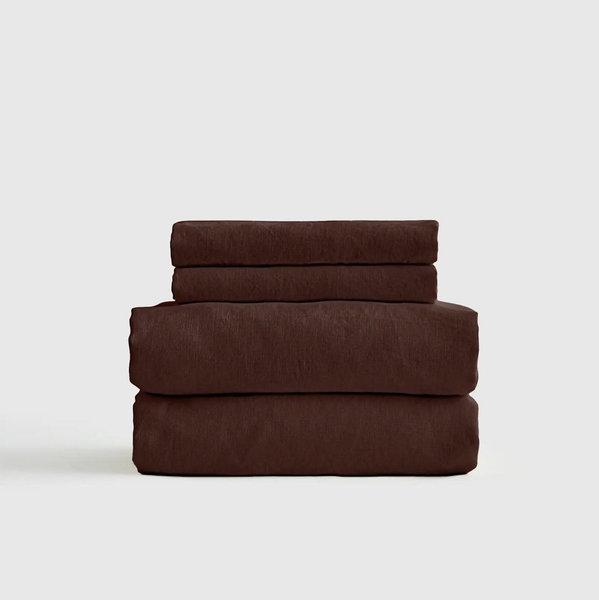 Organic Brushed Cotton Sheet Set - Espresso, Queen