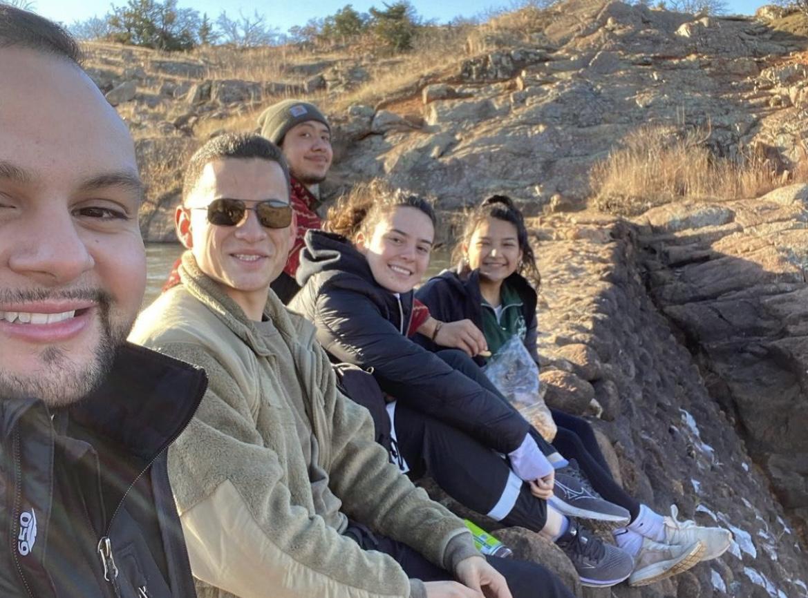 The five of us hiking at the Wichita Mountains National Wildlife Refuge during winter!