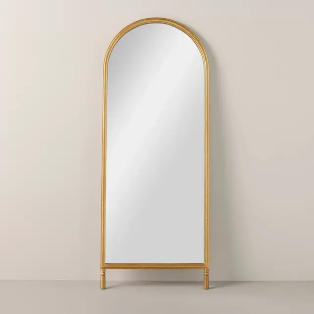 Arched 28"x70" Wood Framed Leaner Mirror Brass - Hearth & Hand™ with Magnolia