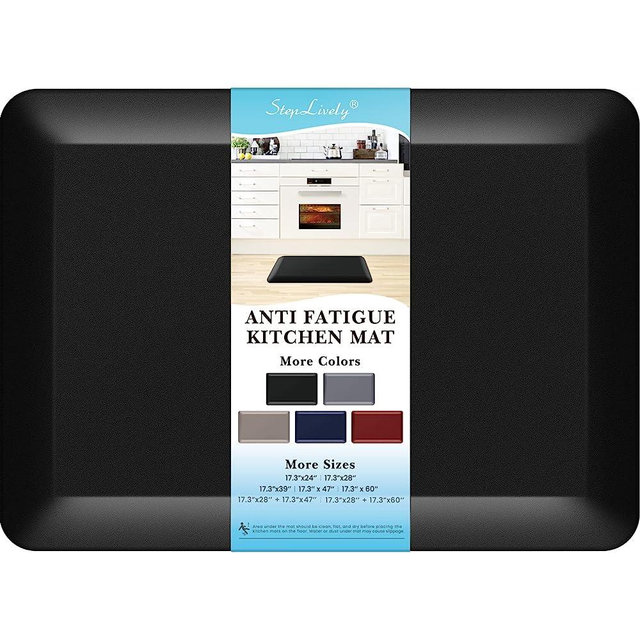 4/5 Inch Thick Kitchen Mats for Floor,Home & Kitchen Rug,Anti-Fatigue Mats,Waterproof Non-Slip Kitchen Mats,Comfort Standing Mat for Kitchen,Floor,Office,Sofa (17.3''x24'' Black)