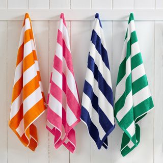 Novia Velour Cabana Stripe Assorted Beach Towel, Set of 4