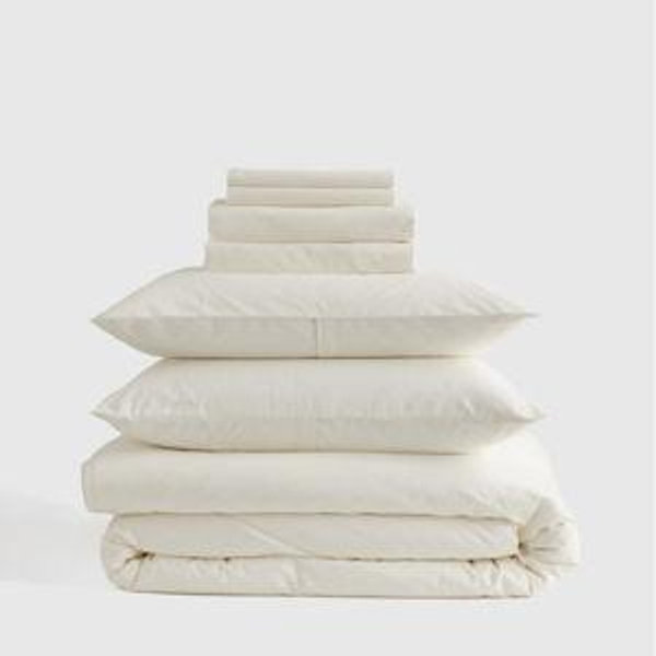 Organic Brushed Cotton Deluxe Bedding Bundle - Queen Ivory
