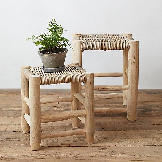Teak + Rattan Stool