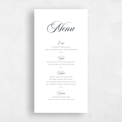White Wedding Menu - Ivoire