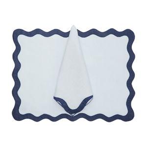 Scalloped Linen Placemat and Napkin Set x 4