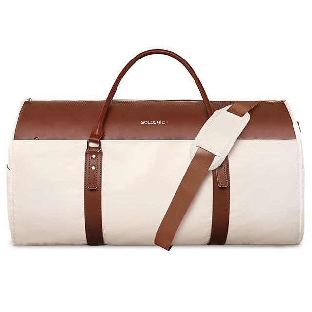 Garment Bag for Travel, Convertible Carry on Garment Bag with Shoe Compartment & Storage Bin, Large Garment Duffle Bag for Women Business Wedding, 2 in 1 Hanging Suit Bags for Travel, Brown